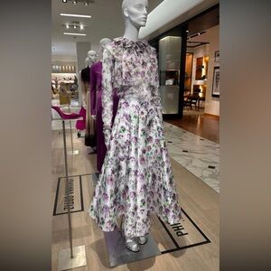 Philosophy ruffle chiffon top and satin skirt